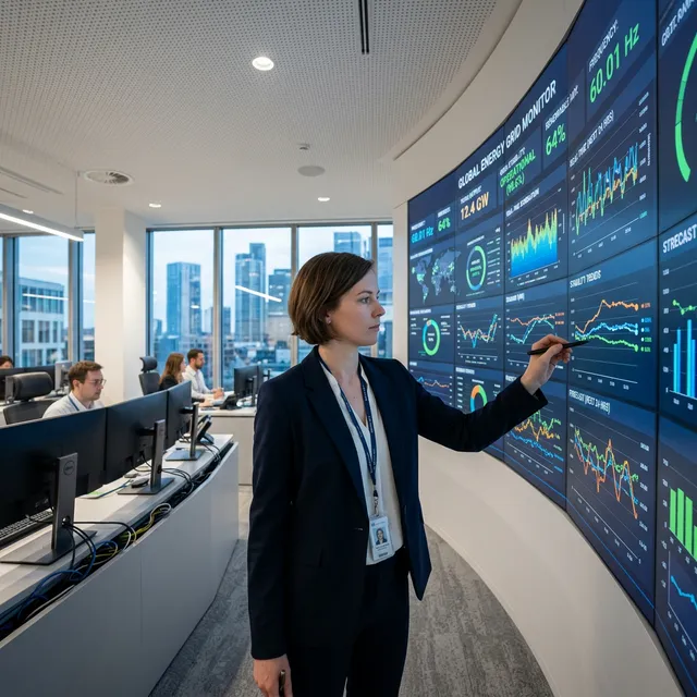 Control room analyst verifying hybrid system performance metrics