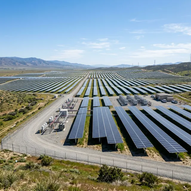 Large-scale solar photovoltaic project at daytime